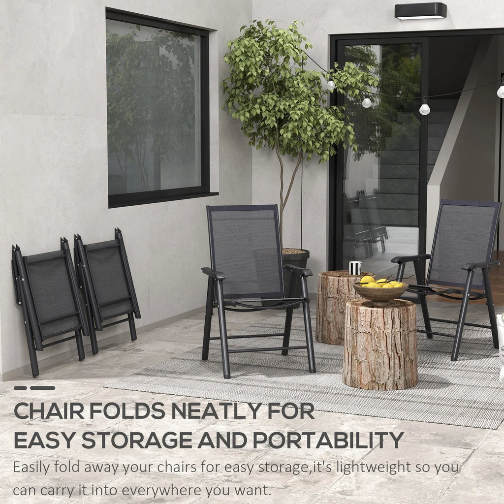 Lot de 4 chaises pliantes Outsunny au design simple et élégant, confortables pour la terrasse, le jardin et les voyages
