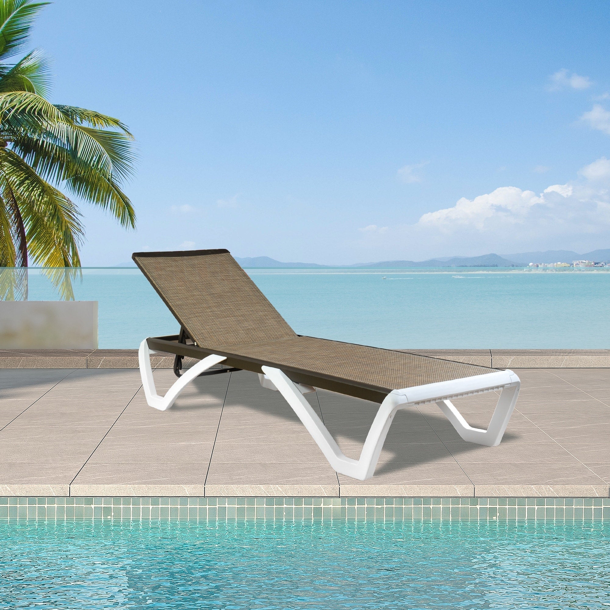 Kozyard Alan Chaise longue de patio inclinable et réglable, entièrement plate, en aluminium et résine de polypropylène