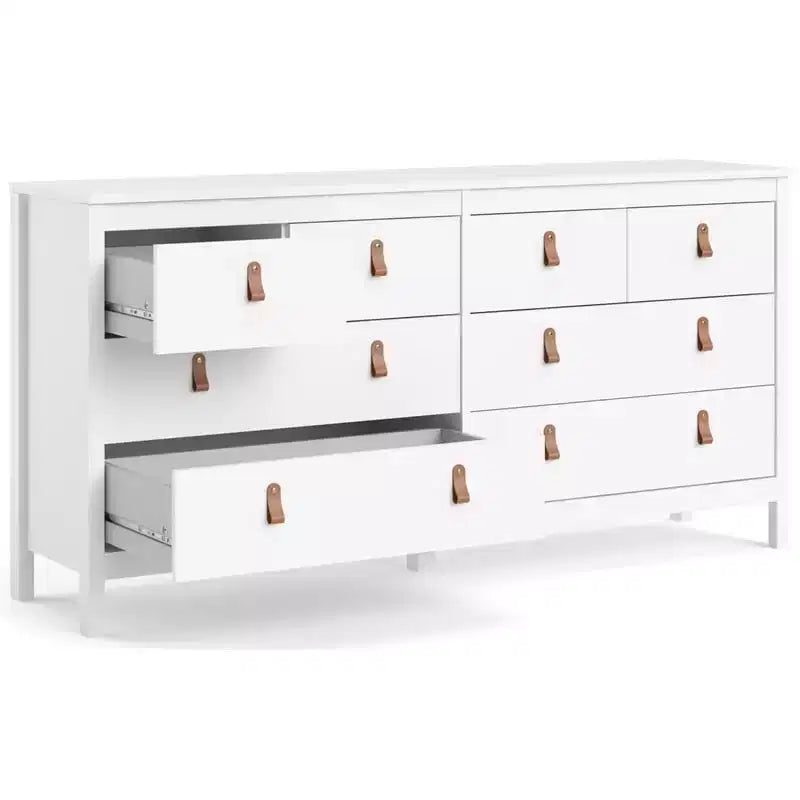 Commode double horizontale à 8 tiroirs en finition blanche