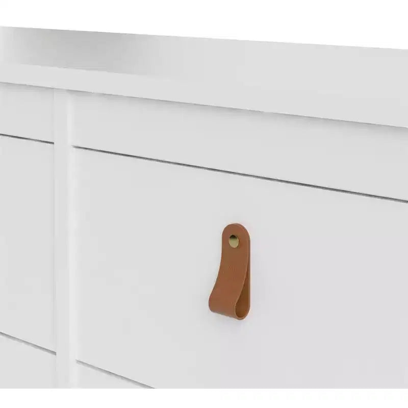 Commode double horizontale à 8 tiroirs en finition blanche