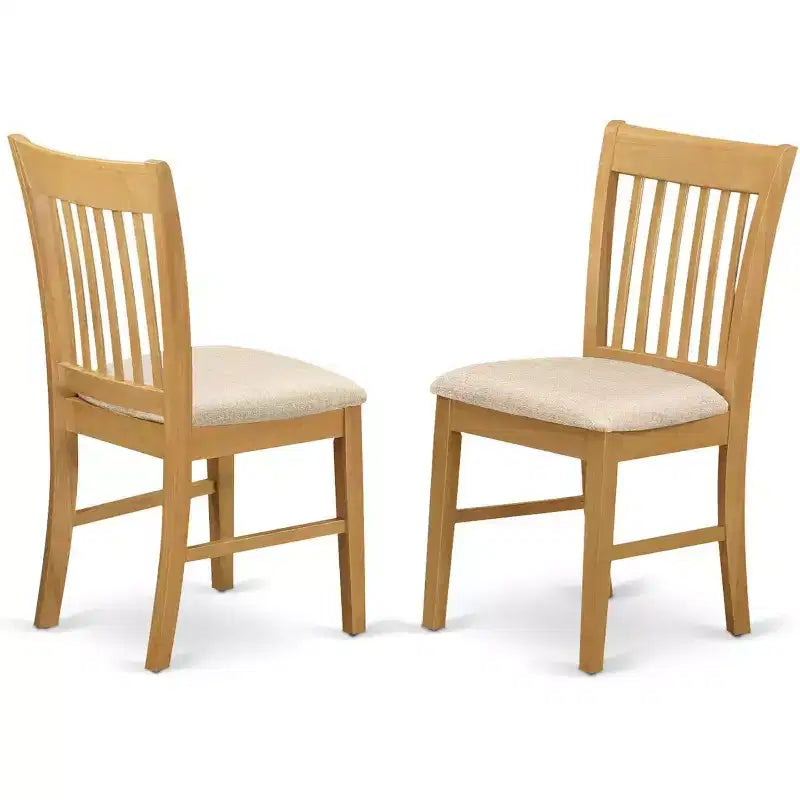 Lot de 2 chaises de salle à manger rembourrées avec cadre en hévéa asiatique et assise en lin