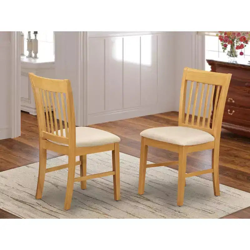 Lot de 2 chaises de salle à manger rembourrées avec cadre en hévéa asiatique et assise en lin