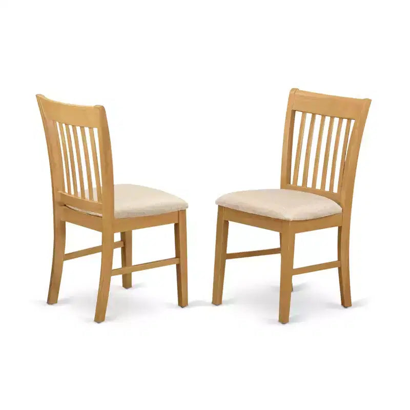 Lot de 2 chaises de salle à manger rembourrées avec cadre en hévéa asiatique et assise en lin