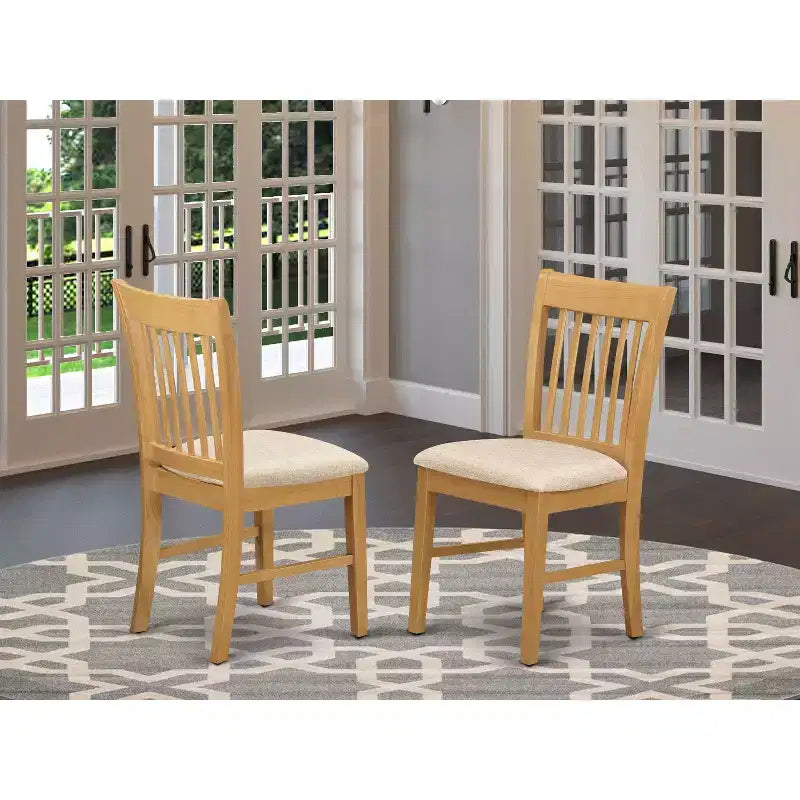 Lot de 2 chaises de salle à manger rembourrées avec cadre en hévéa asiatique et assise en lin