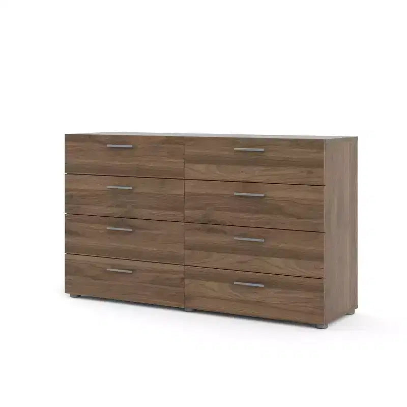 Commode double à 8 tiroirs - Fini noyer