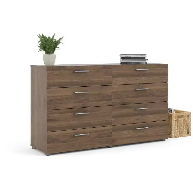 Commode double à 8 tiroirs - Fini noyer