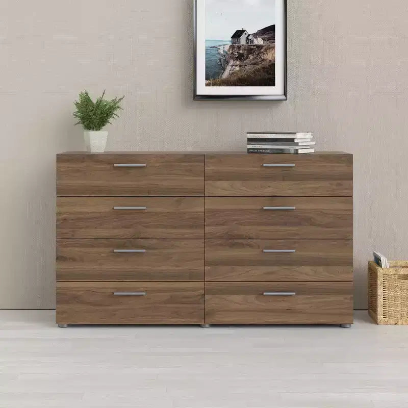 Commode double à 8 tiroirs - Fini noyer