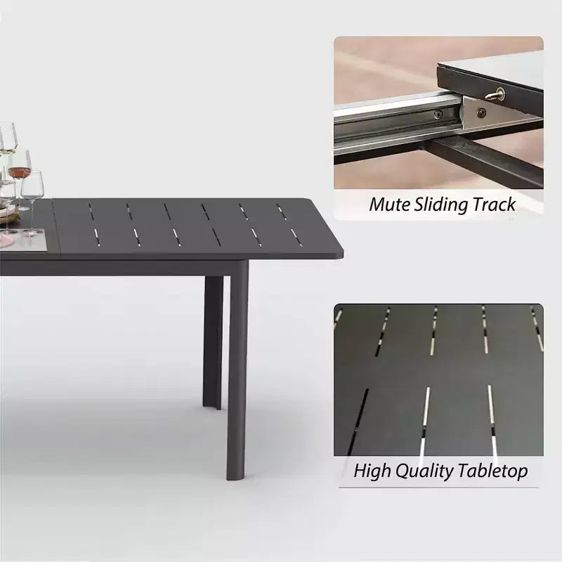 Table à manger extensible en aluminium pour terrasse, 165-241 cm, 6-8 places