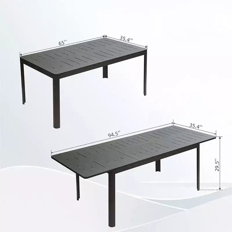 Table à manger extensible en aluminium pour terrasse, 165-241 cm, 6-8 places