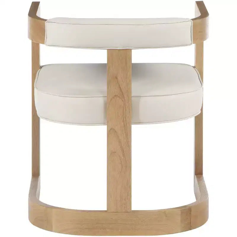 Chaise de salle à manger en cuir végétalien avec cadre en bois d'hévéa brossé