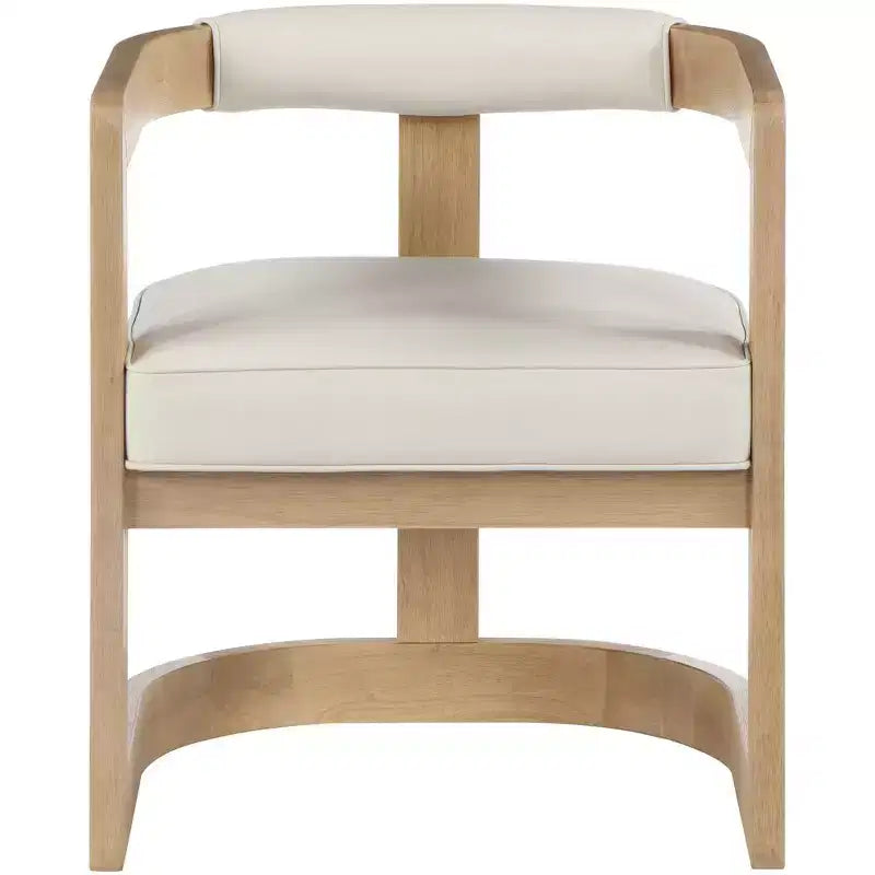 Chaise de salle à manger en cuir végétalien avec cadre en bois d'hévéa brossé