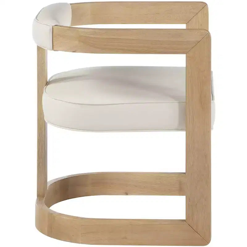 Chaise de salle à manger en cuir végétalien avec cadre en bois d'hévéa brossé