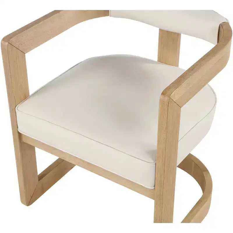 Chaise de salle à manger en cuir végétalien avec cadre en bois d'hévéa brossé