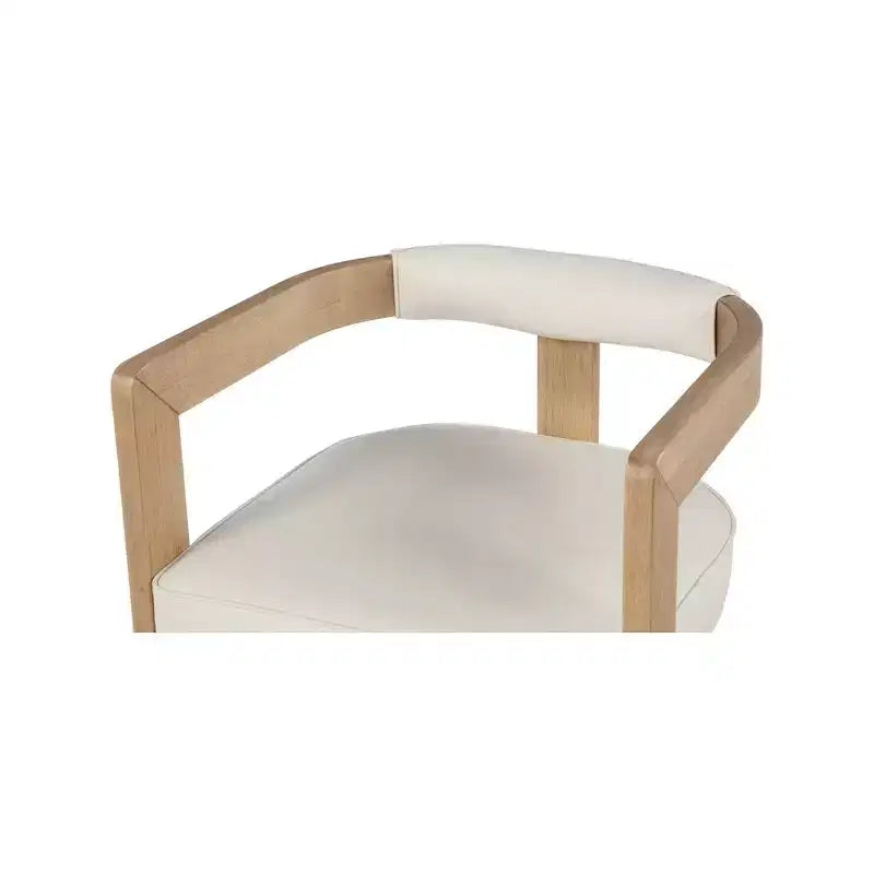 Chaise de salle à manger en cuir végétalien avec cadre en bois d'hévéa brossé