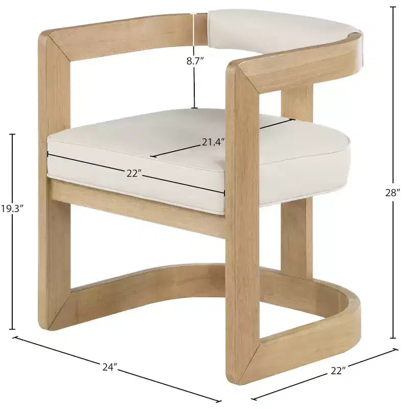 Chaise de salle à manger en cuir végétalien avec cadre en bois d'hévéa brossé
