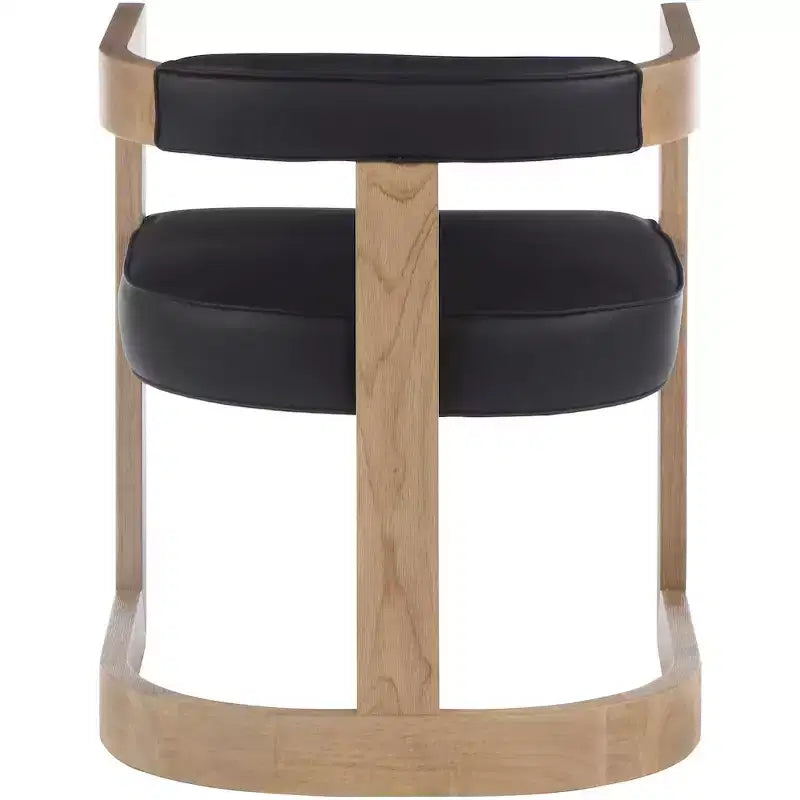 Chaise de salle à manger en cuir végétalien avec cadre en bois d'hévéa brossé