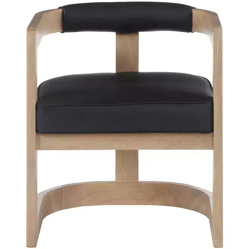 Chaise de salle à manger en cuir végétalien avec cadre en bois d'hévéa brossé