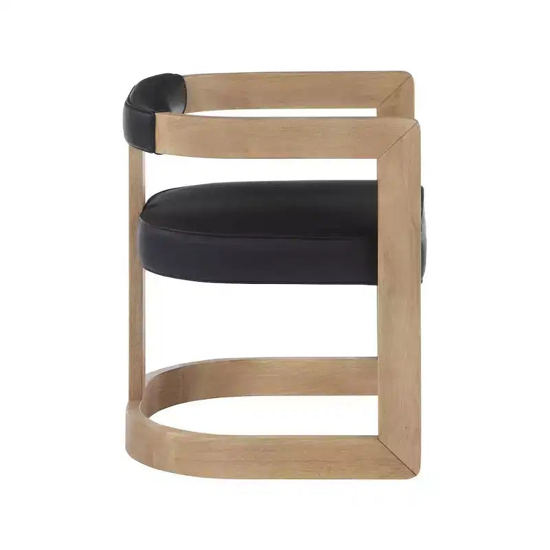 Chaise de salle à manger en cuir végétalien avec cadre en bois d'hévéa brossé