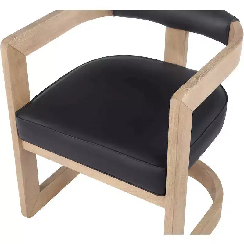 Chaise de salle à manger en cuir végétalien avec cadre en bois d'hévéa brossé
