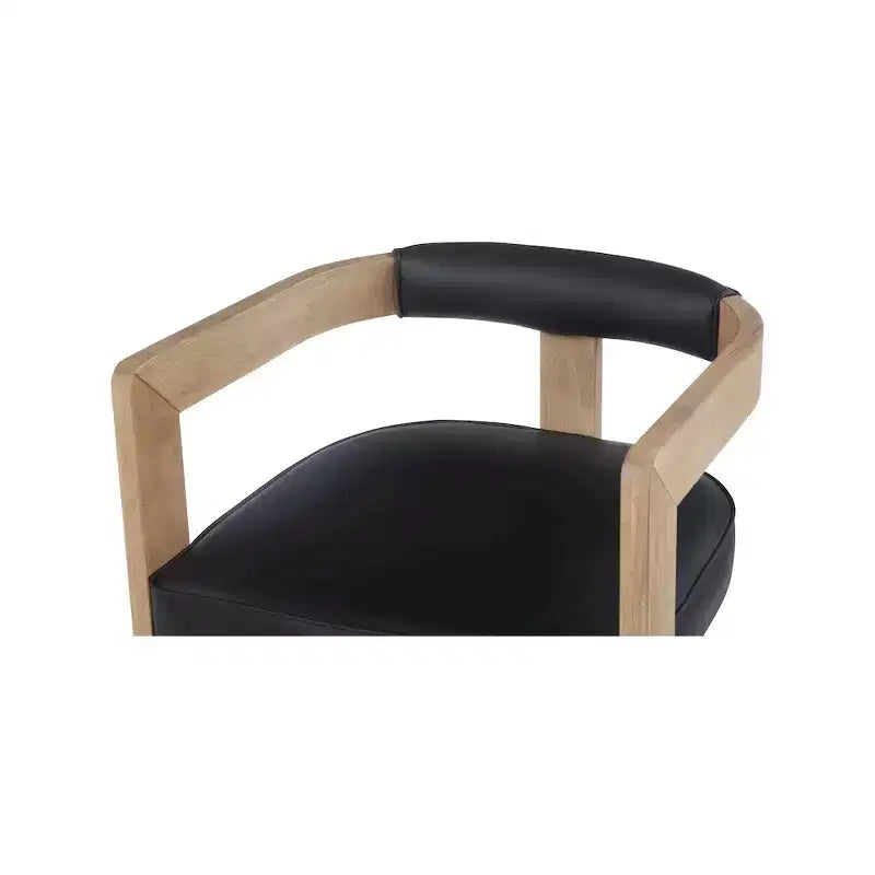 Chaise de salle à manger en cuir végétalien avec cadre en bois d'hévéa brossé