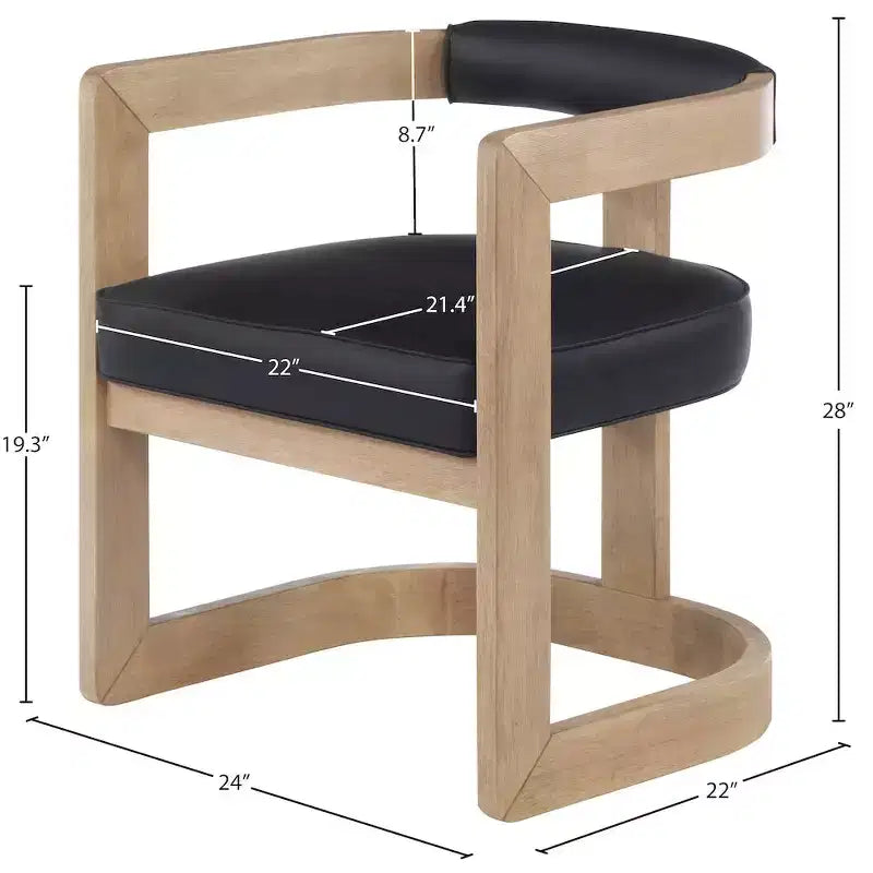 Chaise de salle à manger en cuir végétalien avec cadre en bois d'hévéa brossé