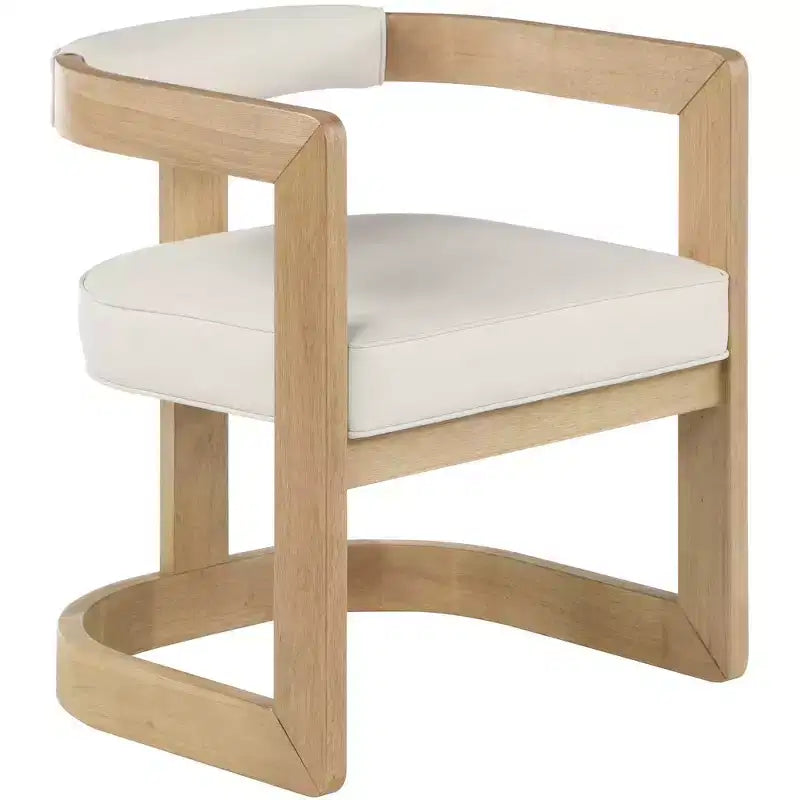 Chaise de salle à manger en cuir végétalien avec cadre en bois d'hévéa brossé
