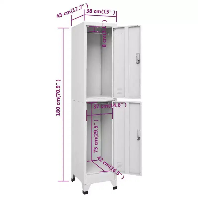 Armoire métallique – Grise, style industriel, 2 casiers