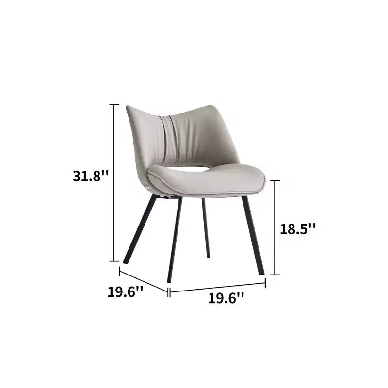 Chaise de salle à manger chic et moderne, rembourrée, avec dossier incurvé et pieds en métal noir - Gris clair