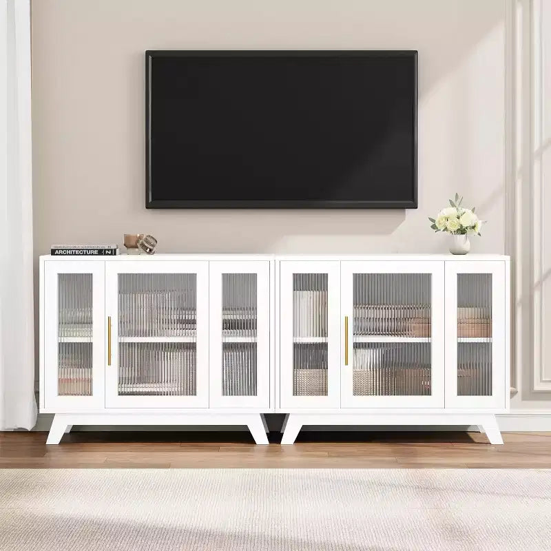 Buffet de 36 po avec porte en verre cannelé et étagère réglable