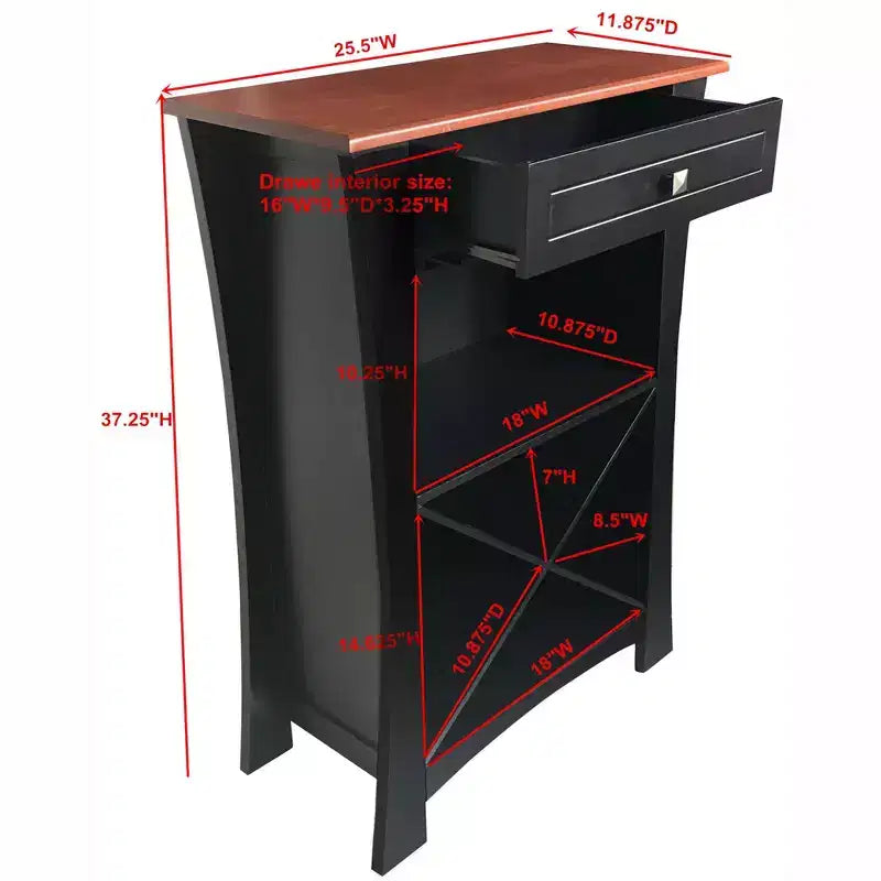 Meuble Bar Rangement Vin avec Porte-Verres et Tiroir - Noir ou Blanc