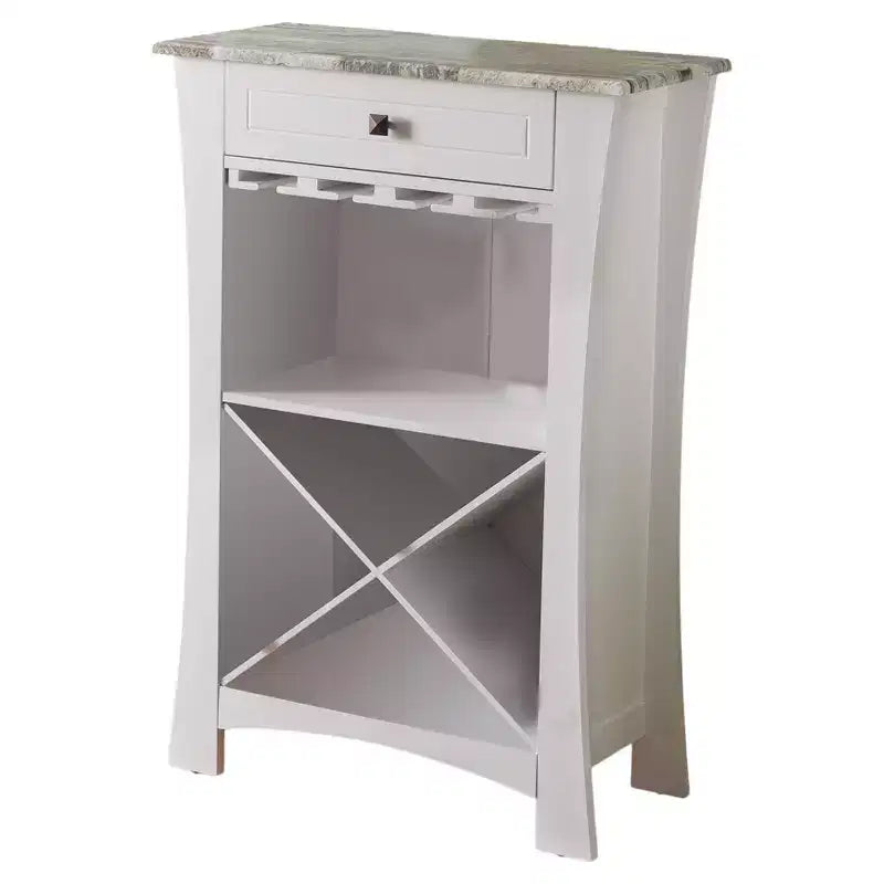 Meuble Bar Rangement Vin avec Porte-Verres et Tiroir - Noir ou Blanc