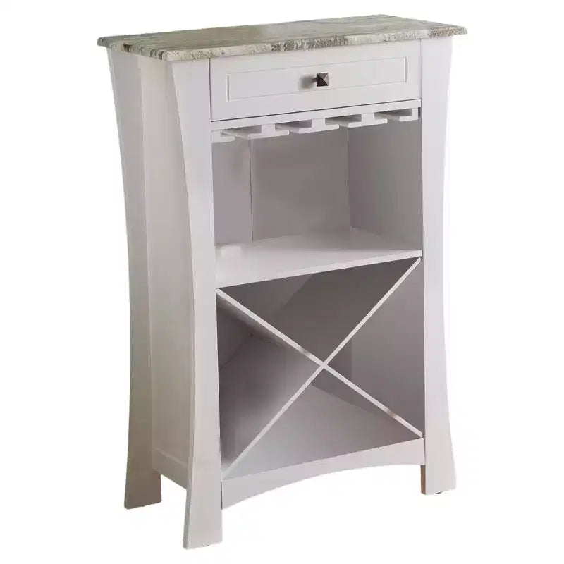 Meuble Bar Rangement Vin avec Porte-Verres et Tiroir - Noir ou Blanc