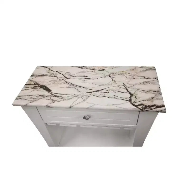 Meuble Bar Rangement Vin avec Porte-Verres et Tiroir - Noir ou Blanc