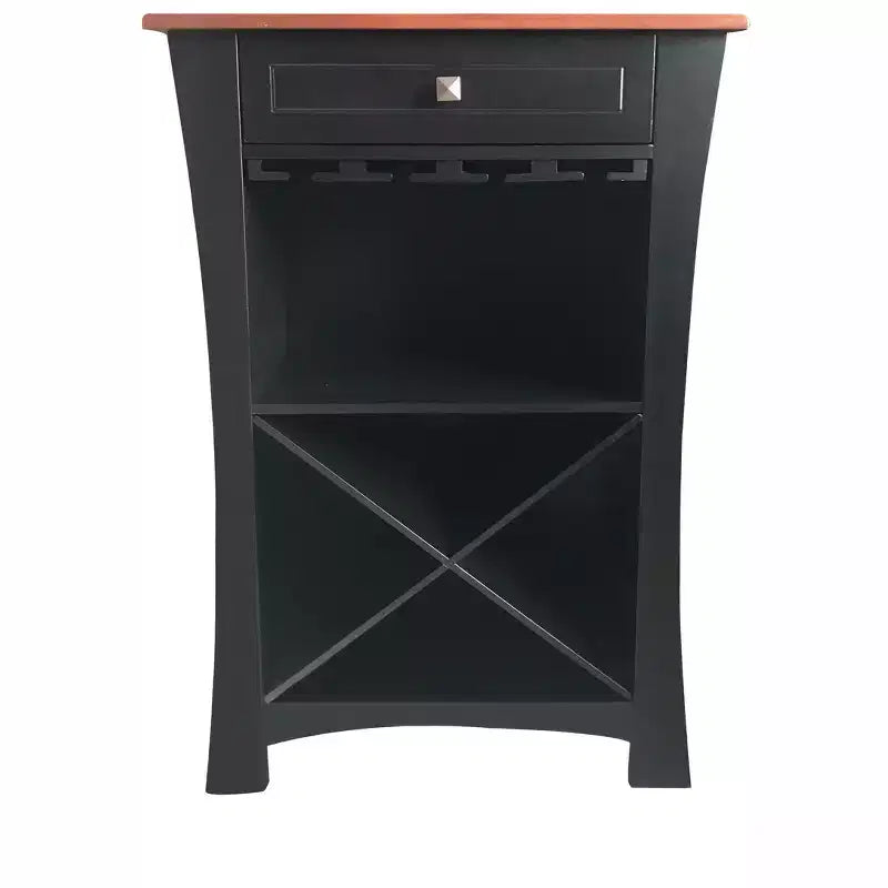 Meuble Bar Rangement Vin avec Porte-Verres et Tiroir - Noir ou Blanc