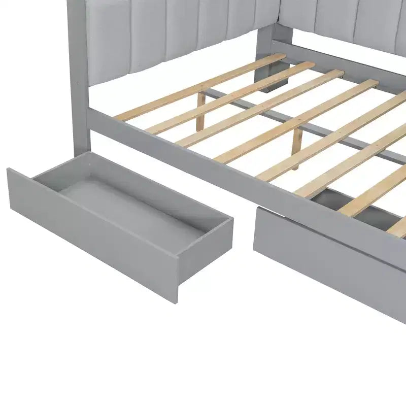 Lit de repos double avec étagères de rangement, station de charge, lumière LED et bureau