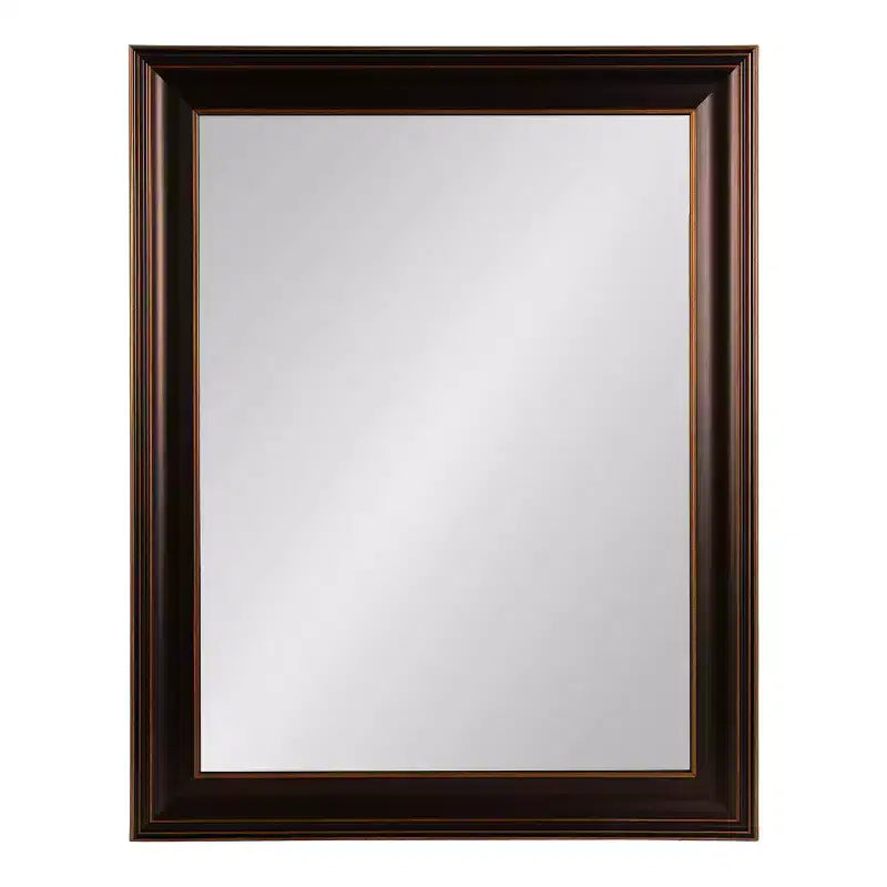 Miroir mural de salle de bain rectangulaire avec cadre étagé en bronze