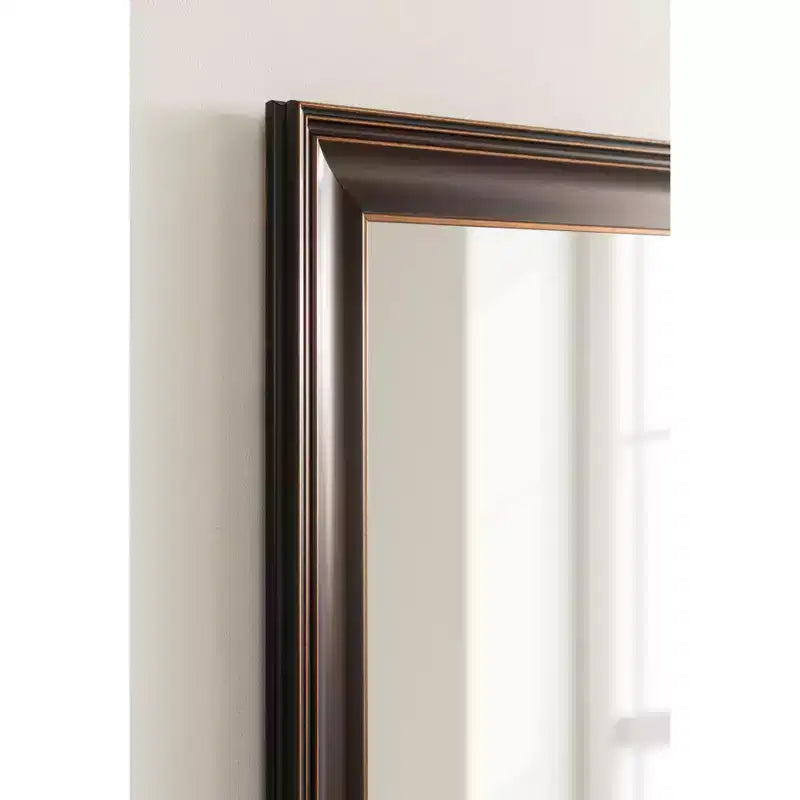 Miroir mural de salle de bain rectangulaire avec cadre étagé en bronze