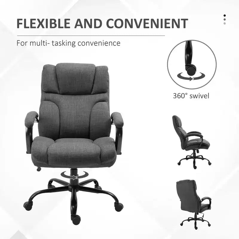 Fauteuil extra large et confortable avec hauteur réglable, accoudoir rembourré ergonomique, dossier croisé - Maison et bureau
