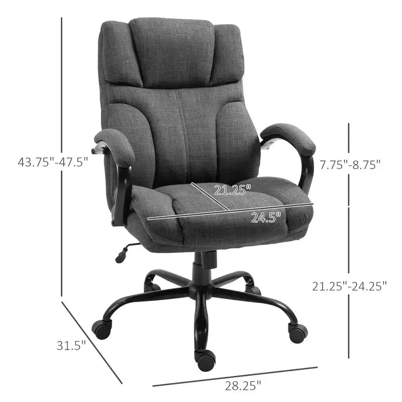 Fauteuil extra large et confortable avec hauteur réglable, accoudoir rembourré ergonomique, dossier croisé - Maison et bureau