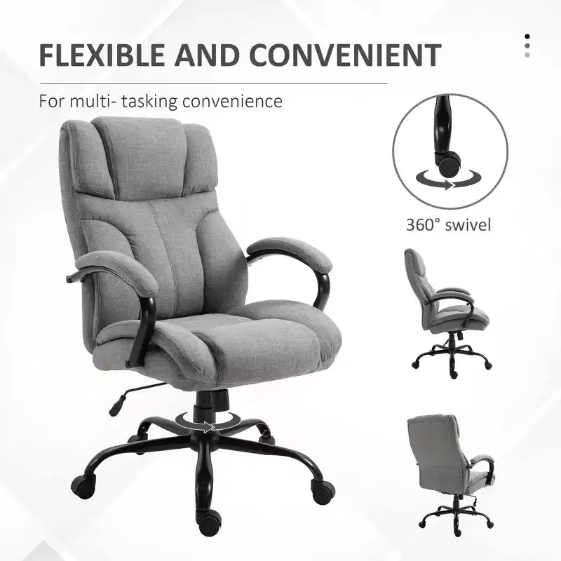 Fauteuil extra large et confortable avec hauteur réglable, accoudoir rembourré ergonomique, dossier croisé - Maison et bureau