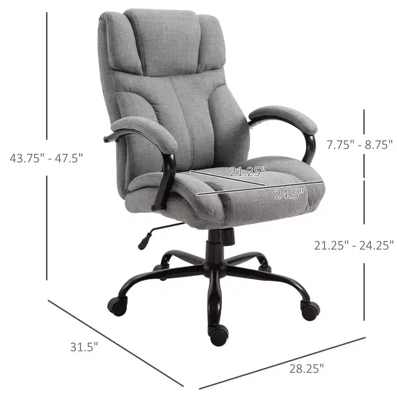 Fauteuil extra large et confortable avec hauteur réglable, accoudoir rembourré ergonomique, dossier croisé - Maison et bureau