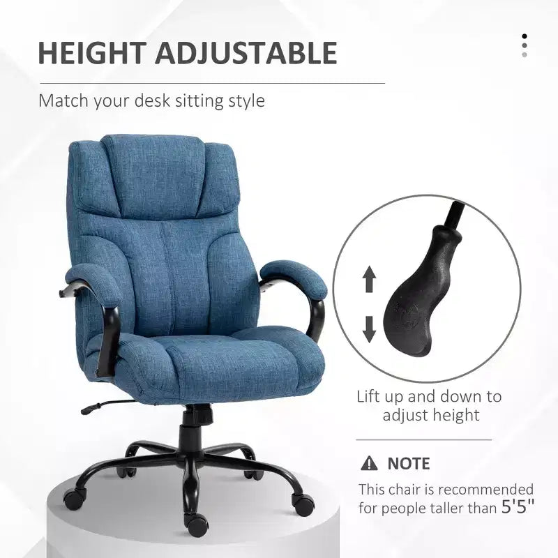 Fauteuil extra large et confortable avec hauteur réglable, accoudoir rembourré ergonomique, dossier croisé - Maison et bureau