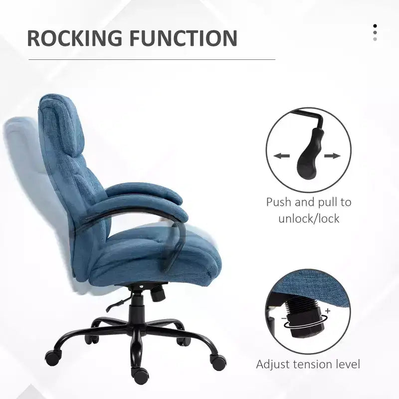 Fauteuil extra large et confortable avec hauteur réglable, accoudoir rembourré ergonomique, dossier croisé - Maison et bureau