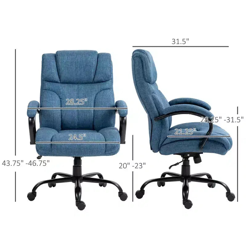 Fauteuil extra large et confortable avec hauteur réglable, accoudoir rembourré ergonomique, dossier croisé - Maison et bureau