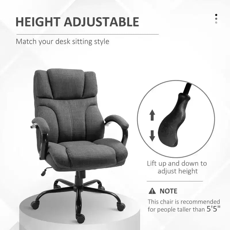 Fauteuil extra large et confortable avec hauteur réglable, accoudoir rembourré ergonomique, dossier croisé - Maison et bureau
