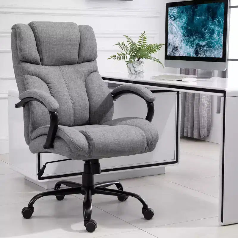 Fauteuil extra large et confortable avec hauteur réglable, accoudoir rembourré ergonomique, dossier croisé - Maison et bureau