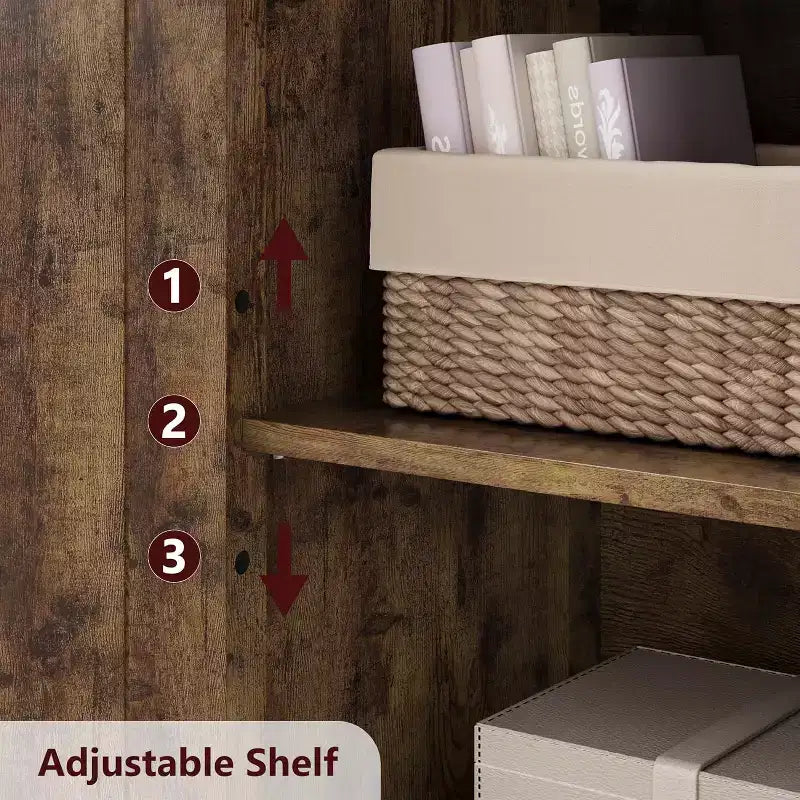 Buffet de rangement de ferme de 54 po avec portes vitrées et étagères réglables
