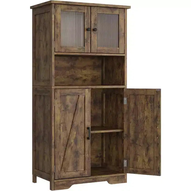 Buffet de rangement de ferme de 54 po avec portes vitrées et étagères réglables