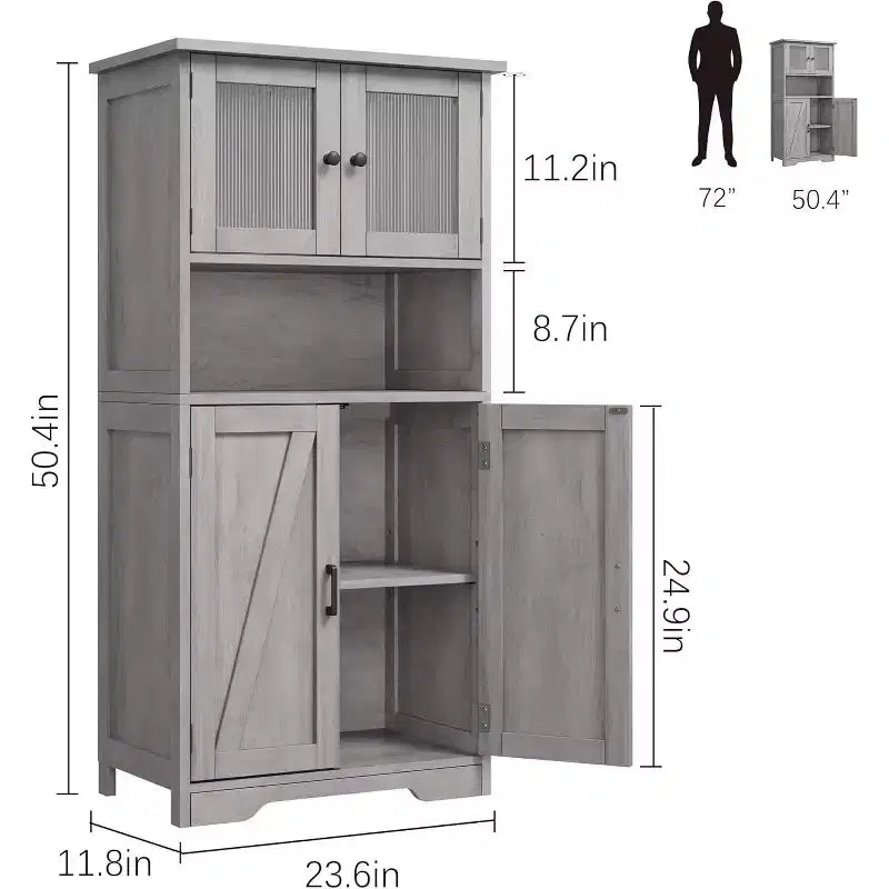 Buffet de rangement de ferme de 54 po avec portes vitrées et étagères réglables