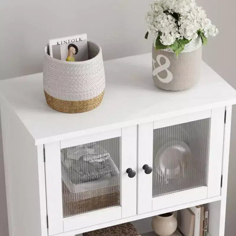 Buffet de rangement de ferme de 54 po avec portes vitrées et étagères réglables